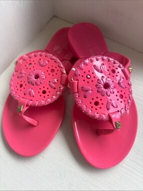 Jack Rogers Hot Pink Girl's Decorative Thong Sandals